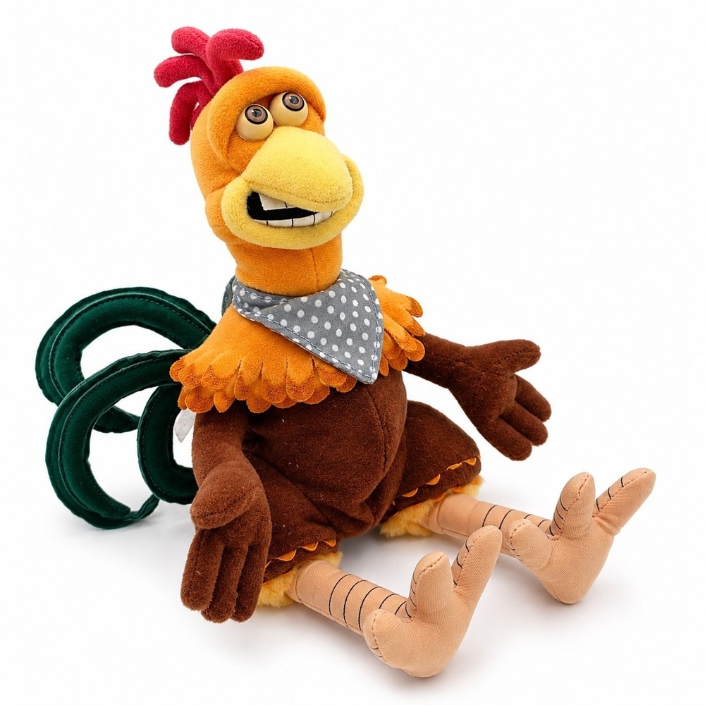 Vintage 2000 Chicken Run Rocky Plush Playmates DreamWorks Rooster Beanbag 9.5"